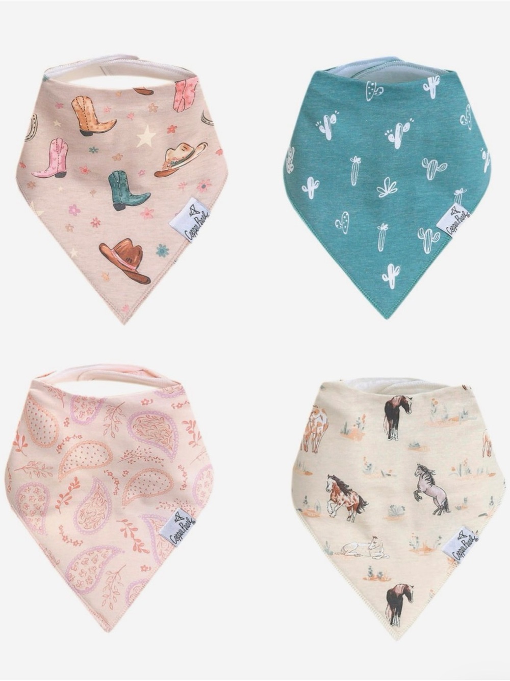 Bandana Bib Set - Western & Cactus Print - Unbranded